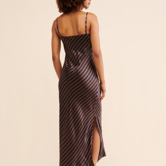 XL Mari Maxi Slip Dress - Brown & Black Stripes - Picture 3 of 5
